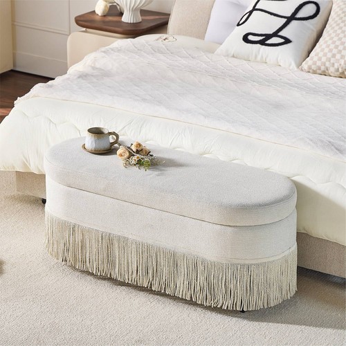 Oval upholstered storage - 39.4",